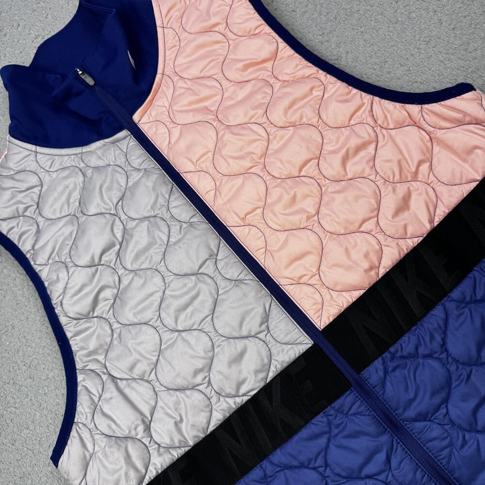 Nike AeroLayer Vest Womens Large Pink Blue Quilted Colorblock Running BV3869-697
